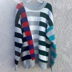 LEGO® Collection x Target Unisex Size L Multi Colored Striped Crewneck Sweater